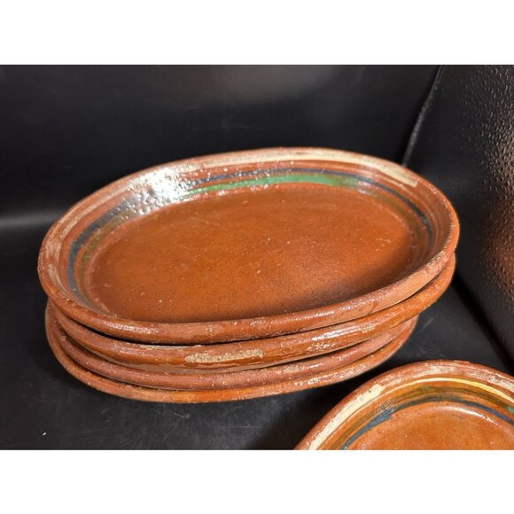 Vintage Tlaquepaque Pottery Oval Platter Bowl Plate 1940s Mexico Art 10" x 6.5" - Picture 5 of 9